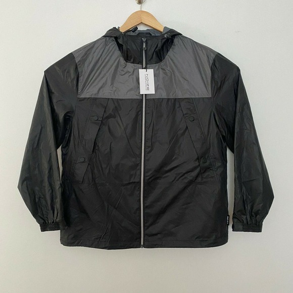 Noize Mens Colorblock Panel Nylon Hoodie Jacket Zip Up Black L Large - Picture 2 of 9